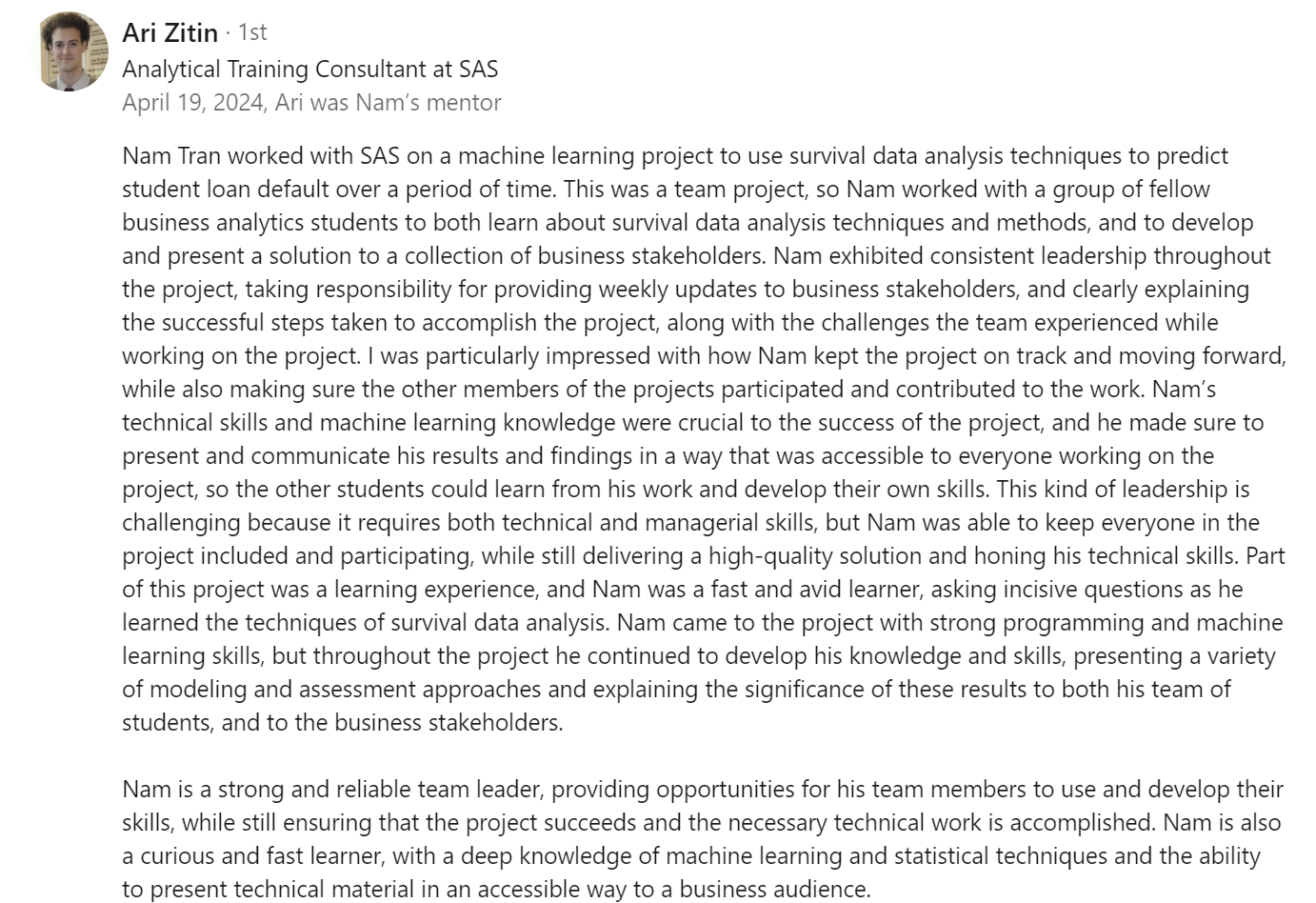 LinkedIn Recommendation 1