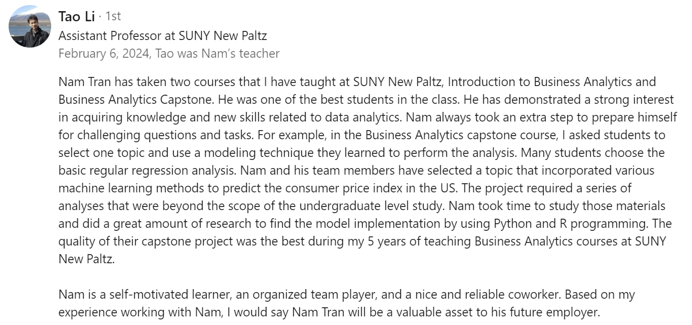 LinkedIn Recommendation 2
