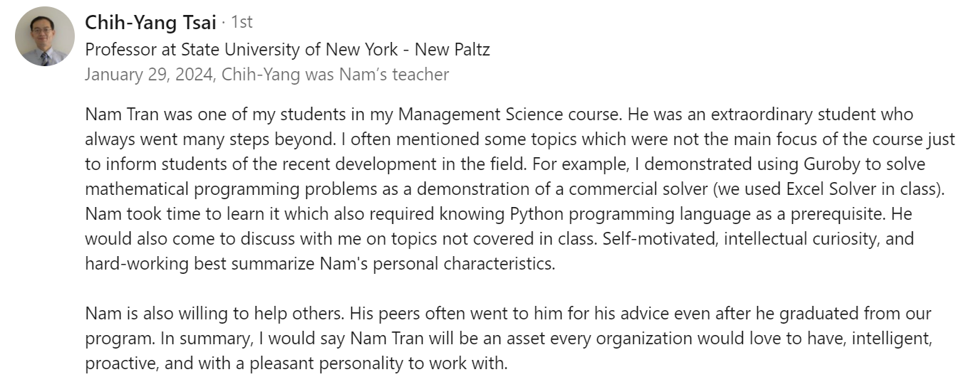 LinkedIn Recommendation 3